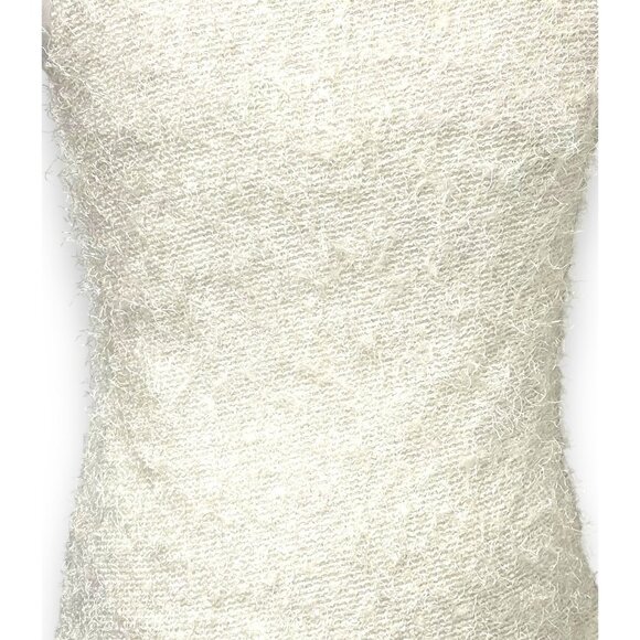 New Directions Women’s Fuzzy White Sleeveless Textured Top L Polyester - Picture 4 of 8